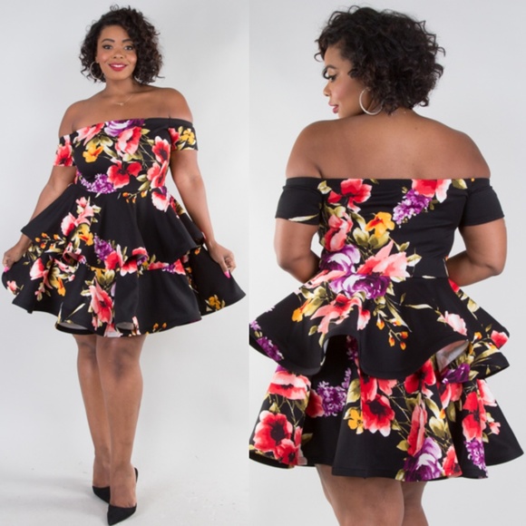 3x off Shoulder Short Sleeve layer Dress - Picture 6 of 6